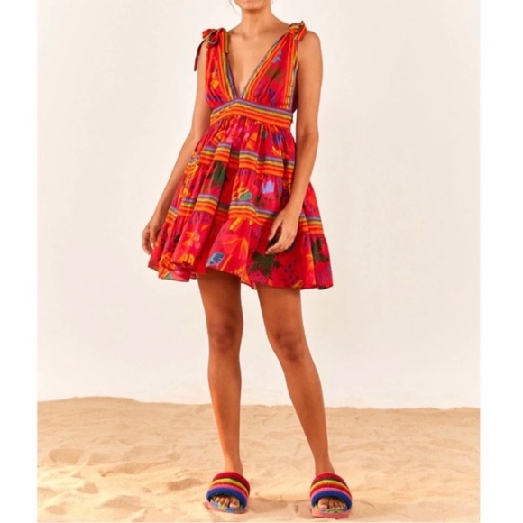 NWT FARM RIO Red Good Vibes Mini Dress - Picture 2 of 10